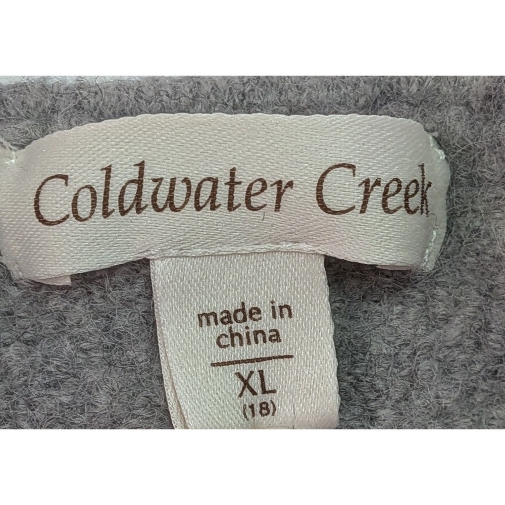 Coldwater Creek Vest Womens XL Gray Excellent Boiled Wool Floral Button Front - Picture 3 of 4
